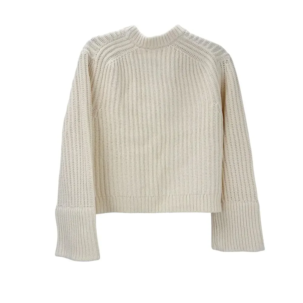 J. Crew Heritage Cotton Fisherman Crewneck Sweater Antique White Size XS NWT
